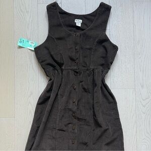 Vintage 90s Kiko dark brown wide wale corduroy maxi length button up dress NWT